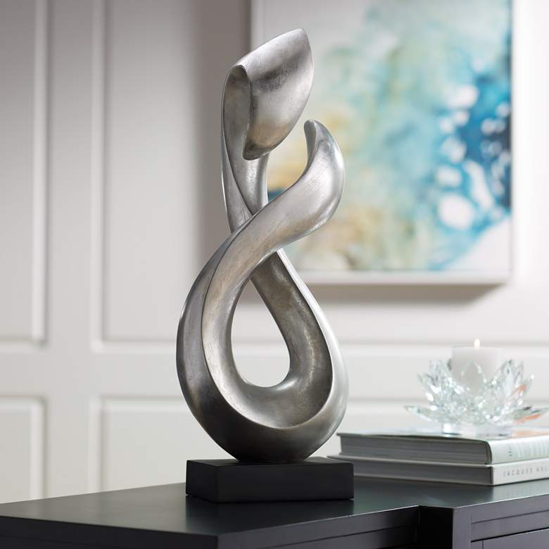 Open Infinity 24 1/2&quot; High Silver Finish Modern Sculpture