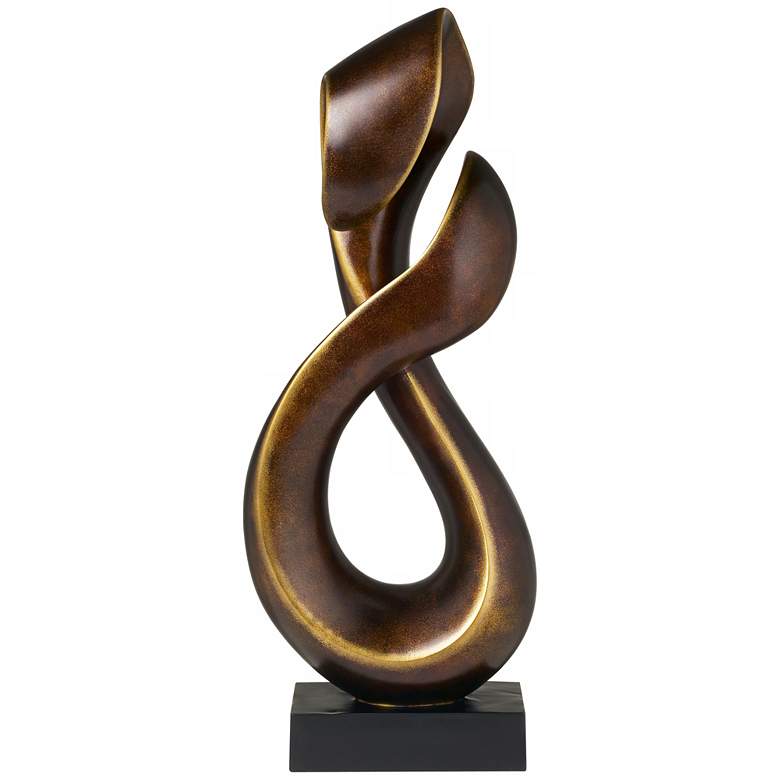 Image 3 Open Infinity 25" High Gold Sculpture With 8" Square Riser more views