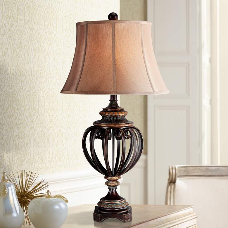 Image 1 Open Iron Scroll 36 inch High Urn Table Lamp