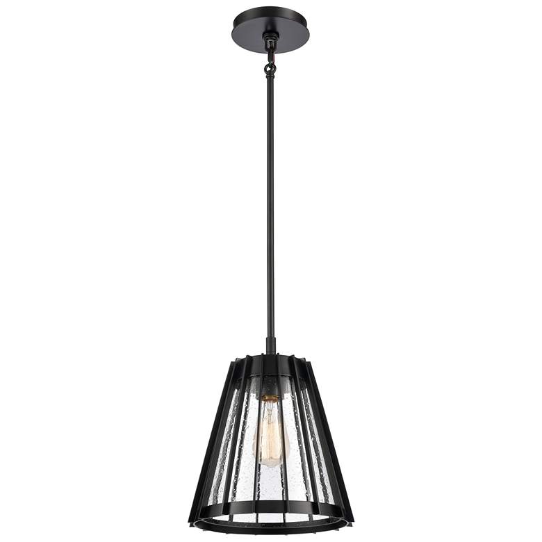 Image 1 Open Louvers 10" Wide 1-Light Pendant - Matte Black