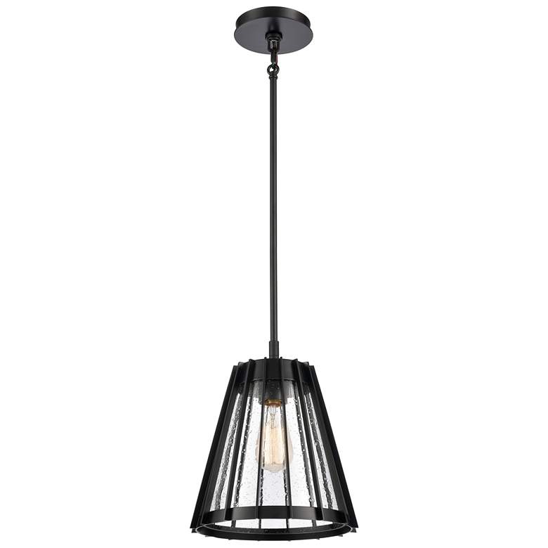 Image 1 Open Louvers 10 inch Wide 1-Light Pendant - Matte Black