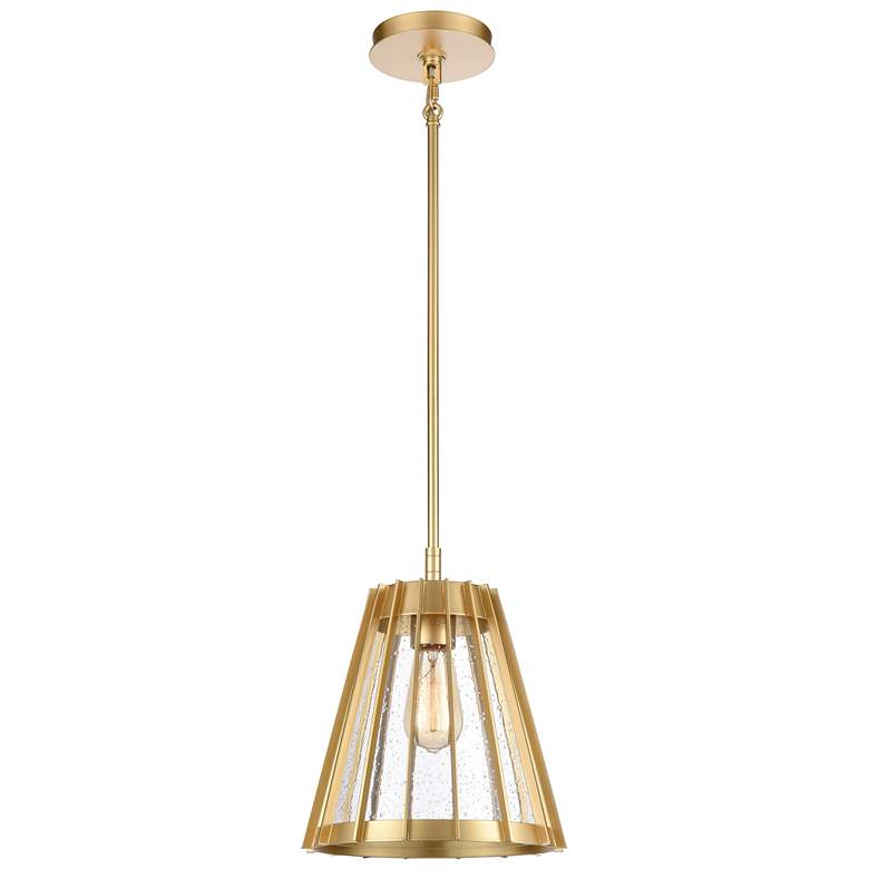 Image 1 Open Louvers 10" Wide Champagne Gold Mini Pendant
