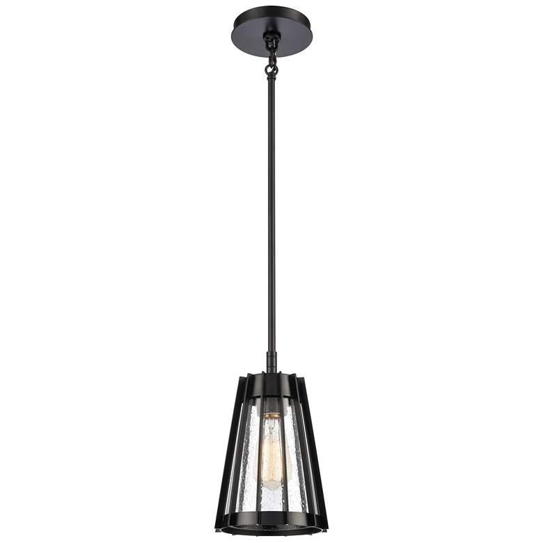 Image 1 Open Louvers 6.75" Wide 1-Light Mini Pendant - Matte Black