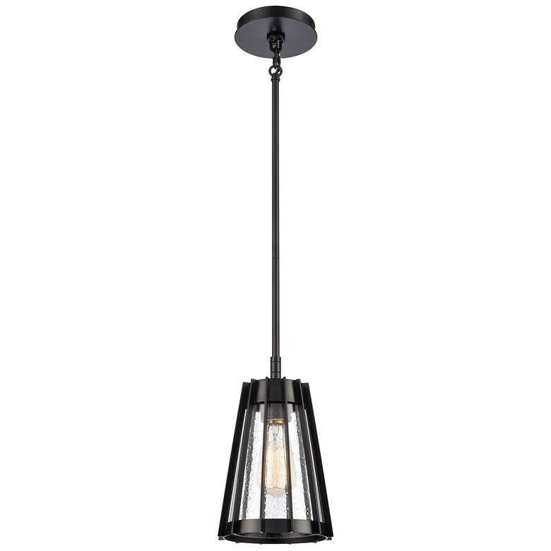 Image 1 Open Louvers 6.75 inch Wide 1-Light Mini Pendant - Matte Black