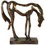 7_Openly Grazing 13"H Antiqued Bronze and Gold Horse Statue more views
