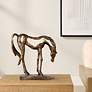 Thumbnail3 of Openly Grazing Bronze and Gold Horse Sculpture more views