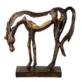 Image5 of Openly Grazing Bronze and Gold Horse Sculpture more views
