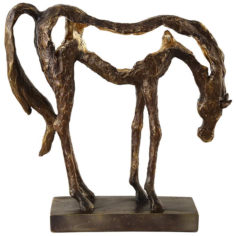 Image 7 Openly Grazing Bronze and Gold Horse Sculpture more views