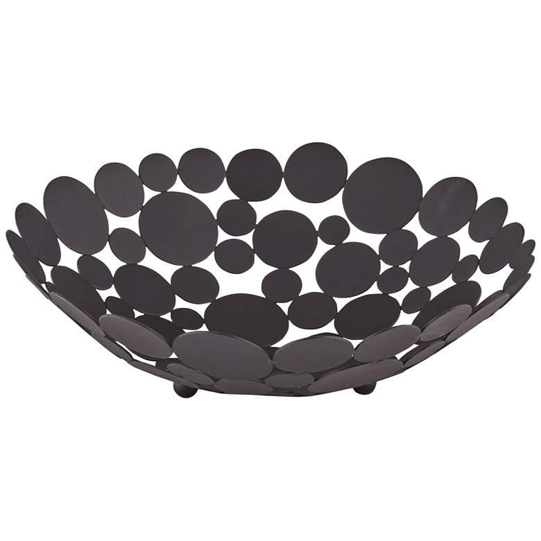 Image 1 Openwork Circle 11 1/2" Wide Matte Black Metal Modern Bowl