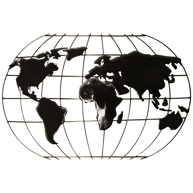 Image 1 Openwork Metal Globe 30 inch Wide Wall Art