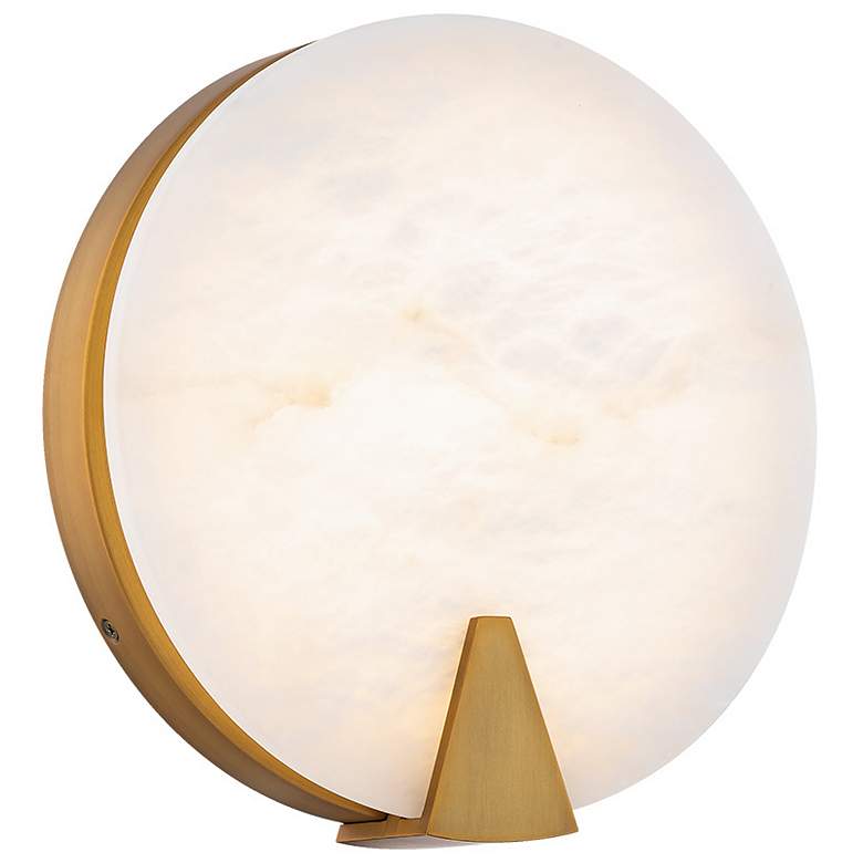 Image 3 Ophelia 10 1/4" High Aged Brass Alabaster LED Wall Sconce
