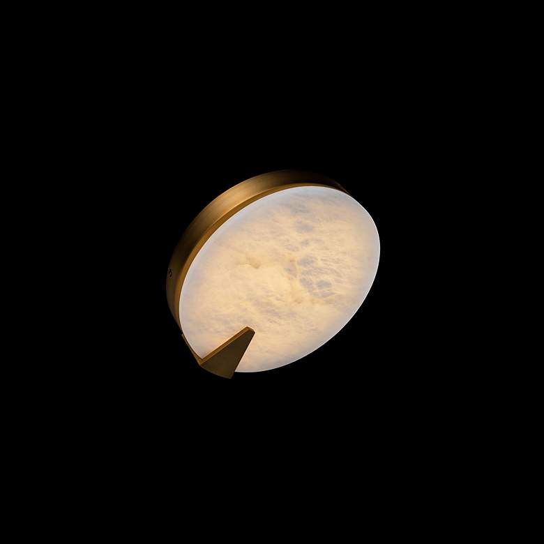 Image 5 Ophelia 10 1/4" High Aged Brass Alabaster LED Wall Sconce more views