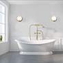 7_Ophelia 10 1/4" High Aged Brass Alabaster LED Wall Sconce more views