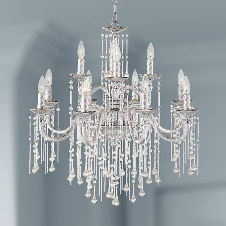 Image 1 Ophelia 28 1/2 inch Wide Crystal Rain 12-Light Chandelier