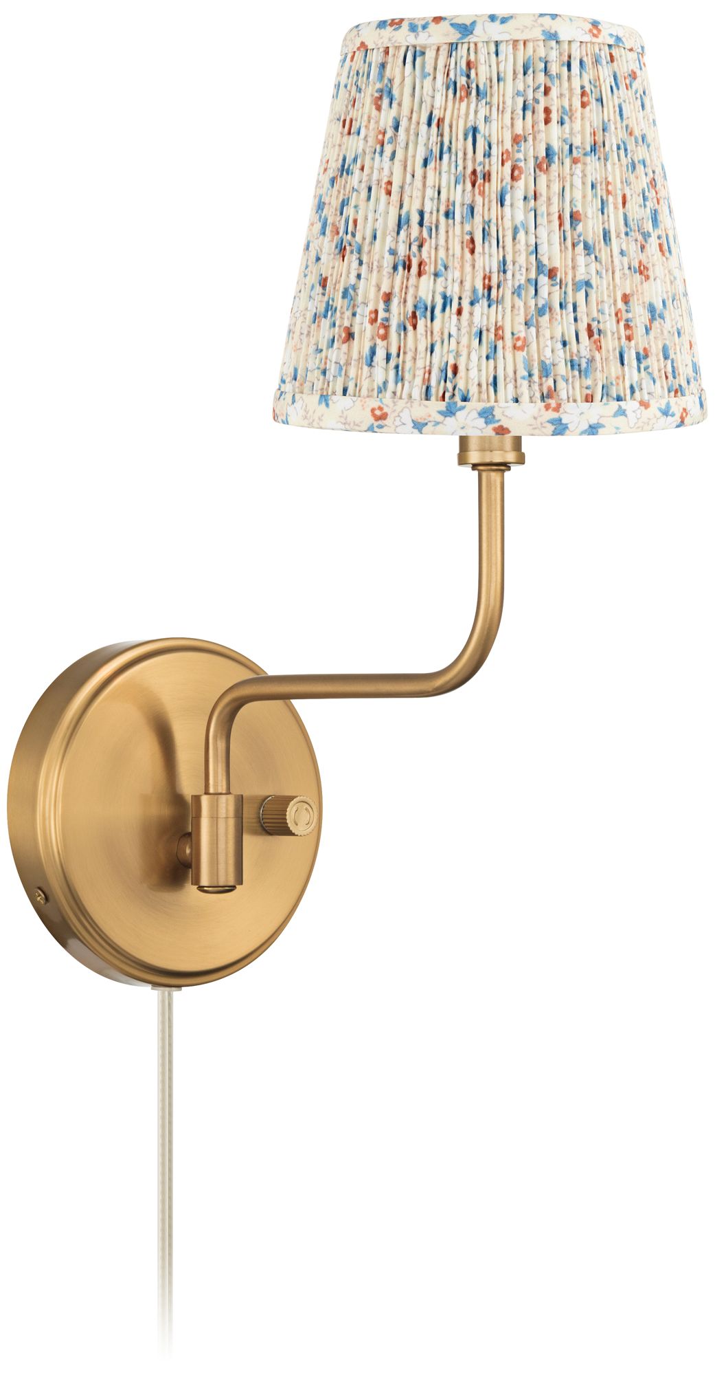 Image 6 Ophelia 9 1/2"H Warm Brass Plug-In Floral Pleated Shade Wall Sconce more views