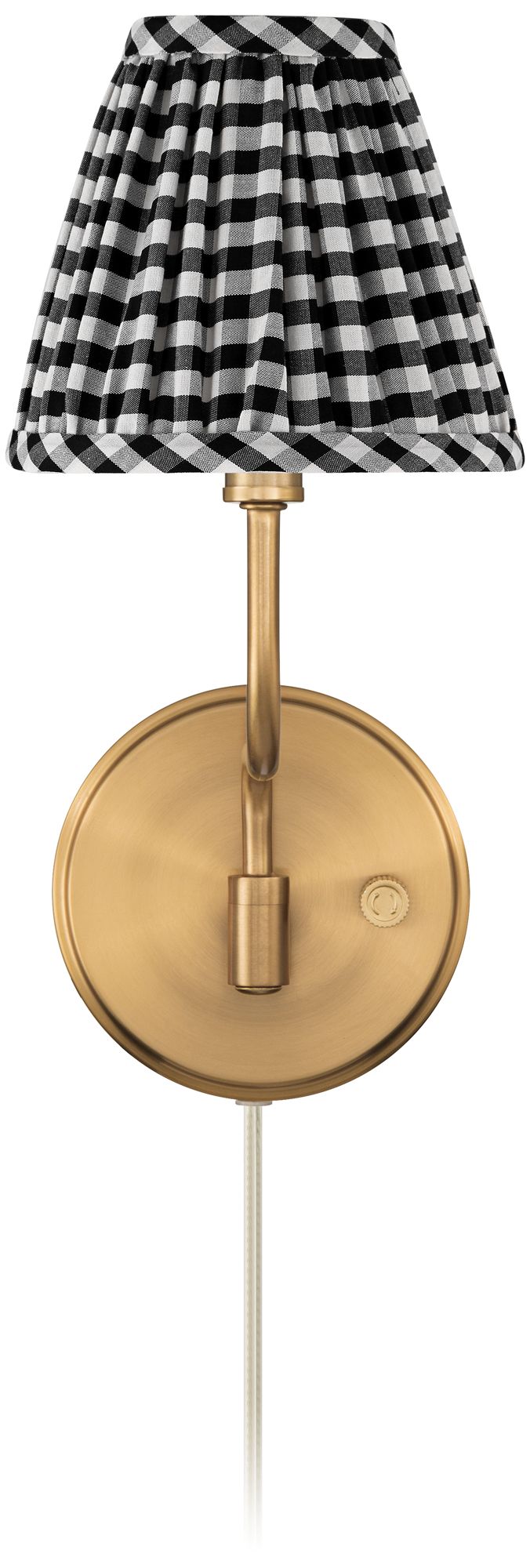 Image 6 Ophelia 9 1/2"H Warm Brass Plug-In Wall Sconce Black Plaid Shade more views