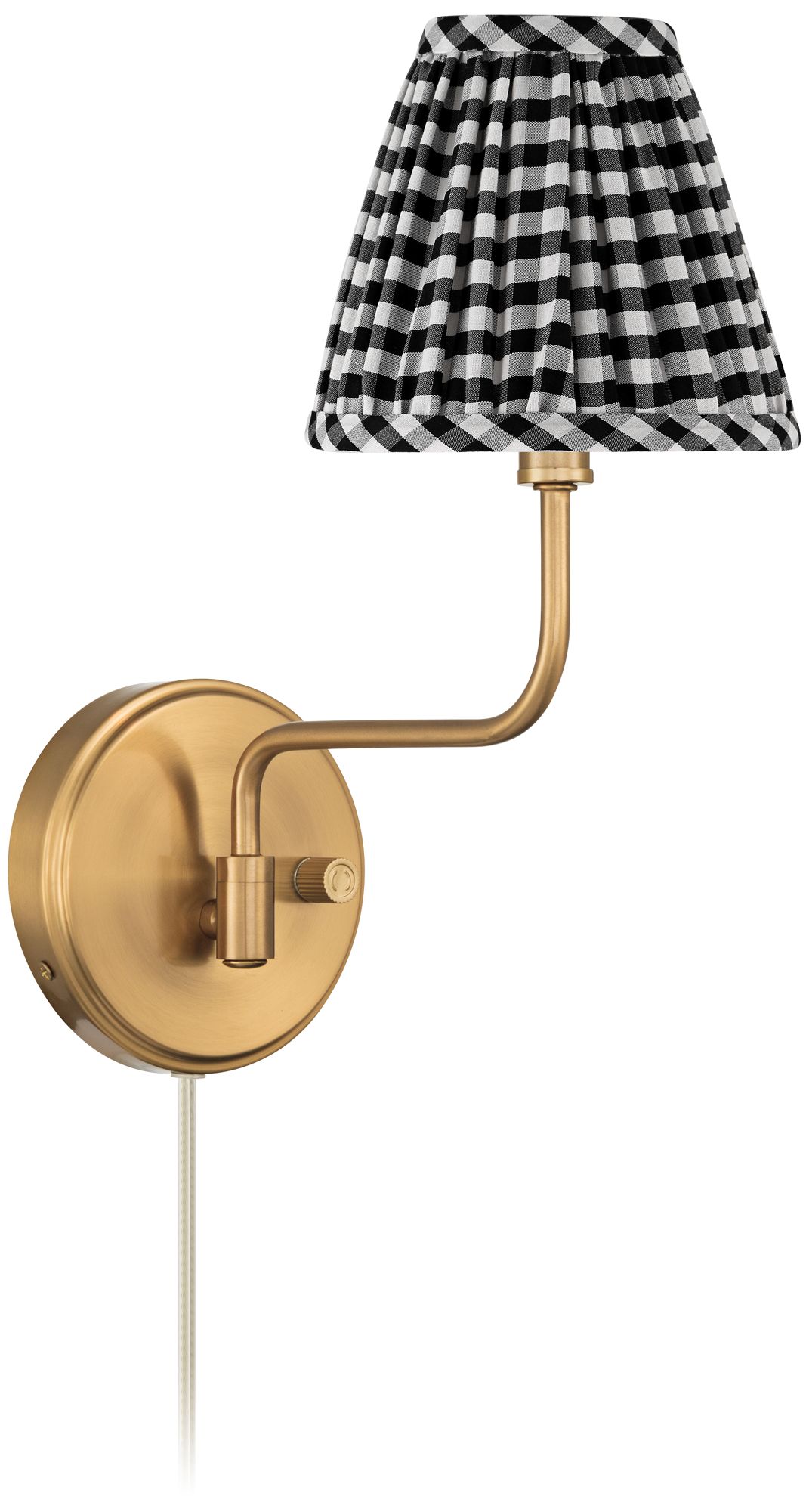 Image 7 Ophelia 9 1/2"H Warm Brass Plug-In Wall Sconce Black Plaid Shade more views