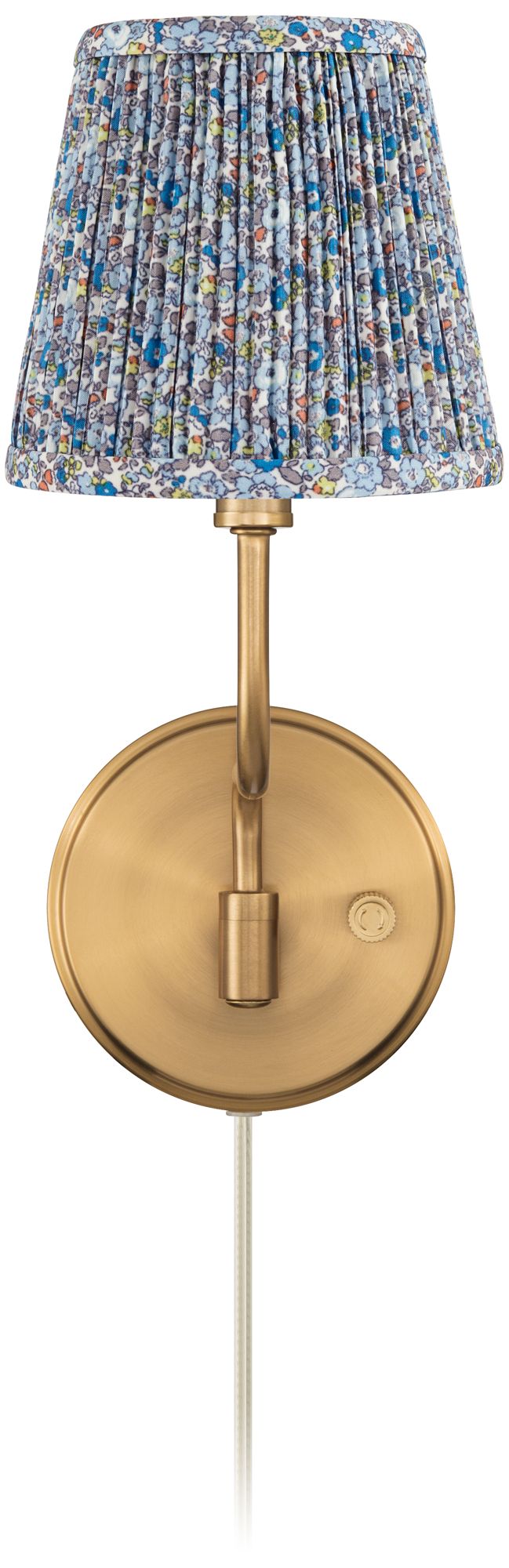 Image 5 Ophelia 9 1/2"H Warm Brass Plug-In Wall Sconce Blue Floral Shade more views