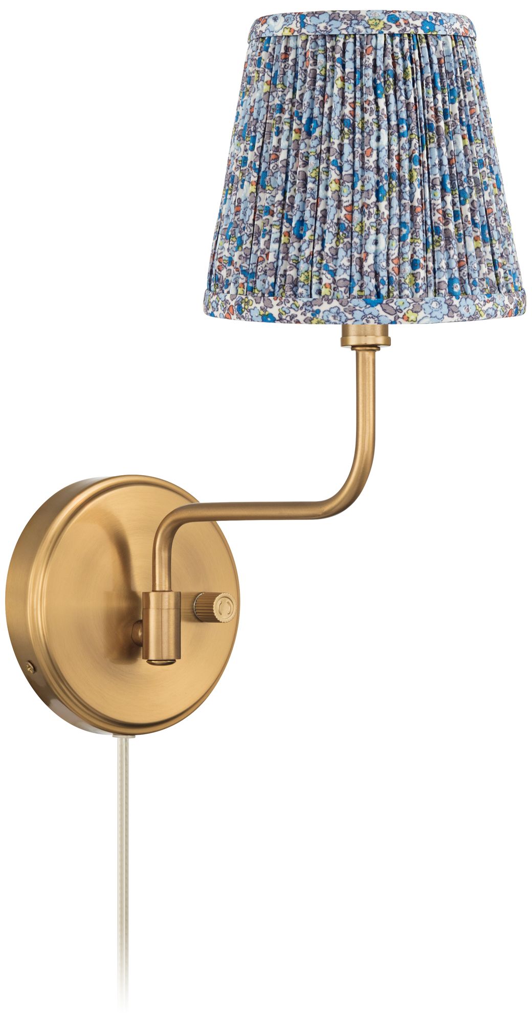 Image 6 Ophelia 9 1/2"H Warm Brass Plug-In Wall Sconce Blue Floral Shade more views