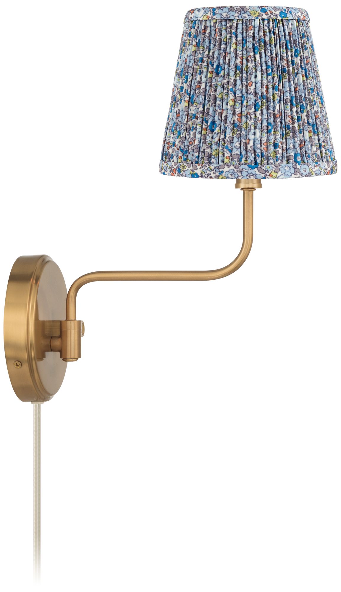 Image 7 Ophelia 9 1/2"H Warm Brass Plug-In Wall Sconce Blue Floral Shade more views