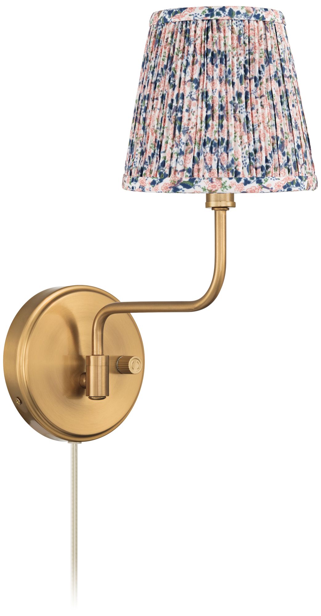 Image 6 Ophelia 9 1/2"H Warm Brass Plug-In Wall Sconce Blue Pink Floral Shade more views
