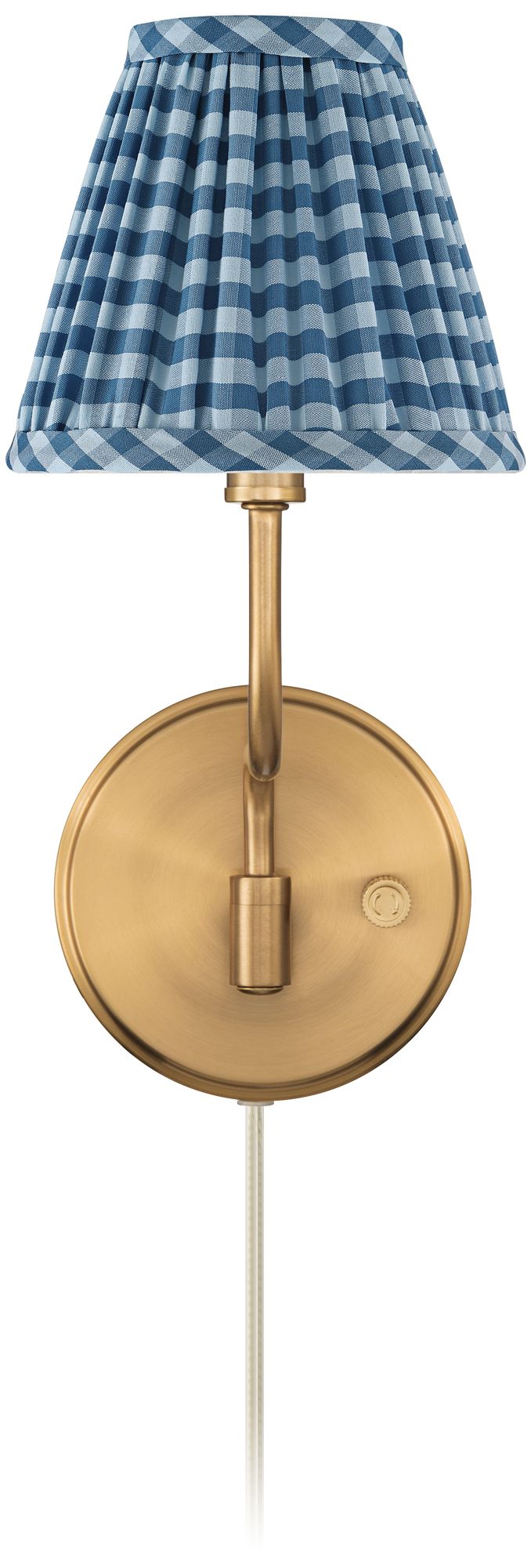 Image 6 Ophelia 9 1/2"H Warm Brass Plug-In Wall Sconce Blue Plaid Shade more views
