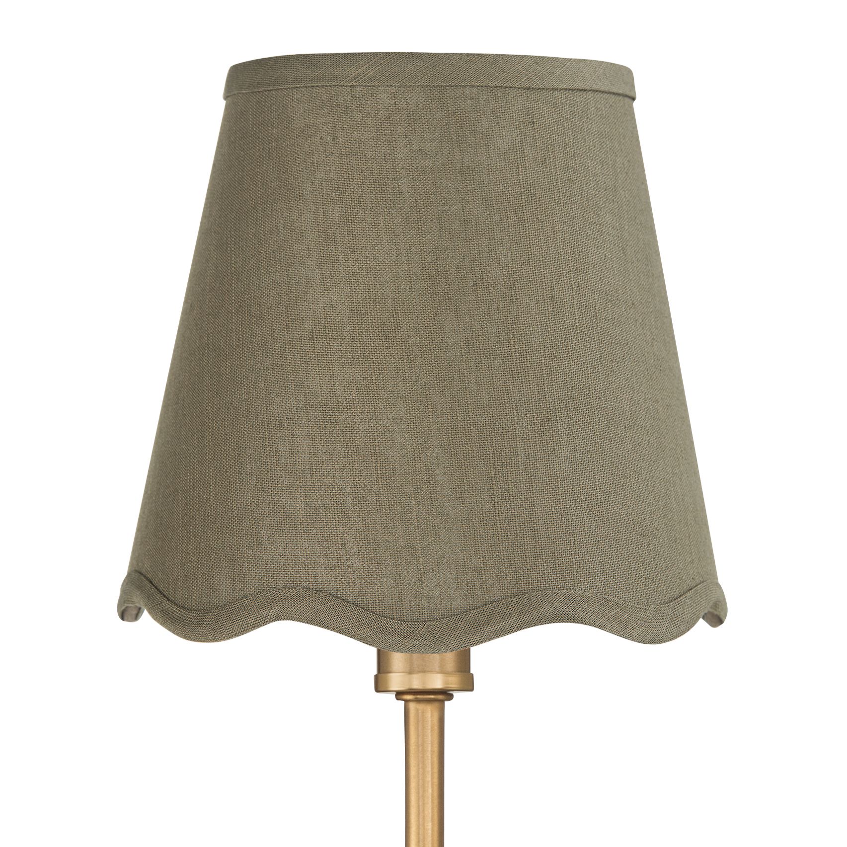 Image 3 Ophelia 9 1/2"H Warm Brass Plug-In Wall Sconce Dark Sage Scallop Shade more views