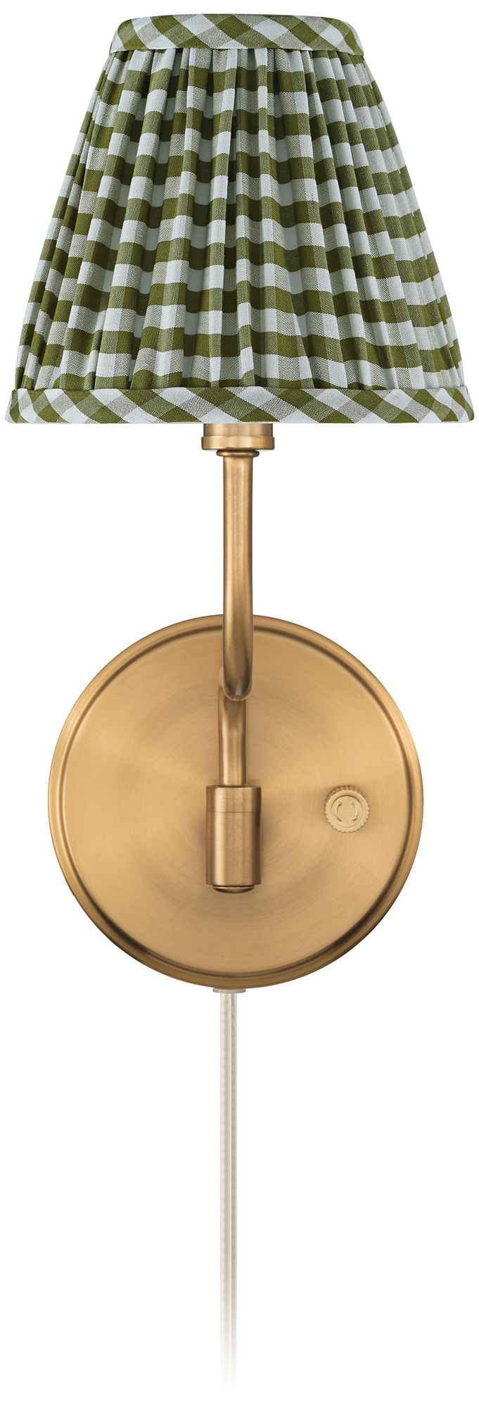 Image 4 Ophelia 9 1/2"H Warm Brass Plug-In Wall Sconce Green Plaid Shade more views