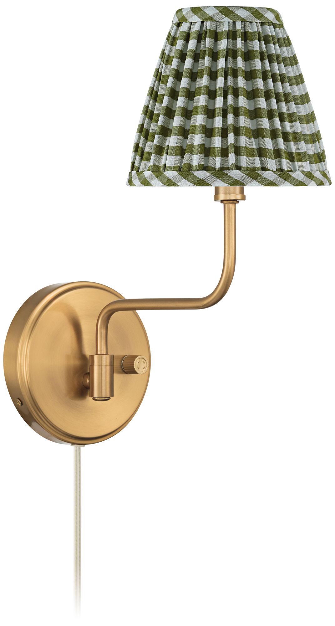 Image 5 Ophelia 9 1/2"H Warm Brass Plug-In Wall Sconce Green Plaid Shade more views
