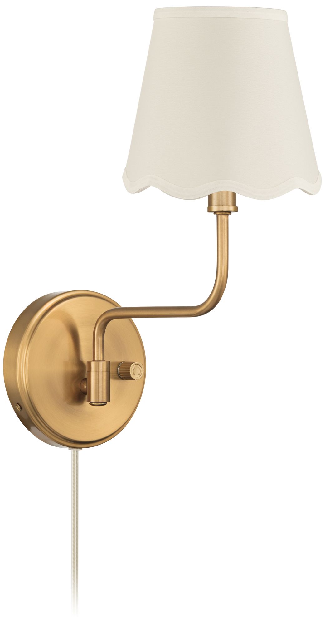 Image 6 Ophelia 9 1/2"H Warm Brass Plug-In Wall Sconce White Scallop Shade more views