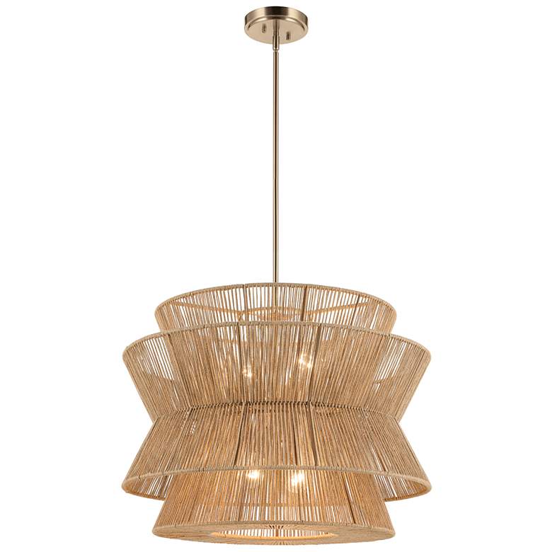 Image 1 Ophira 28" Wide Champagne Bronze Pendant Light w/ Jute Shade