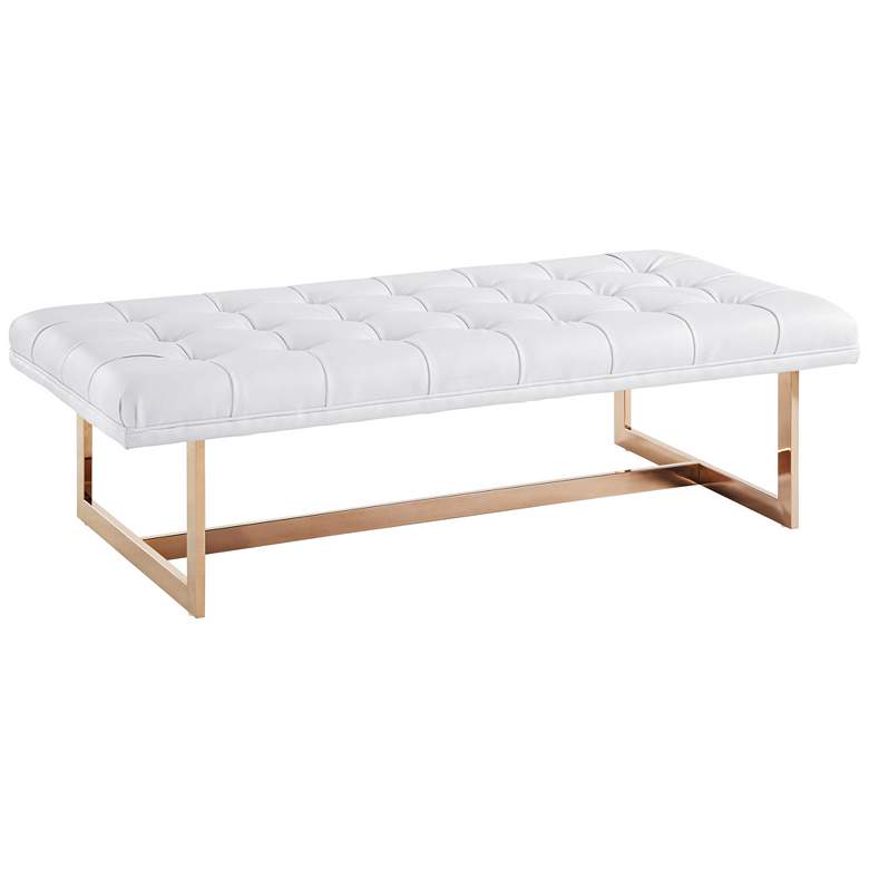 Image 1 Oppland 50 inch Wide White Eco Leather Tufted Bench