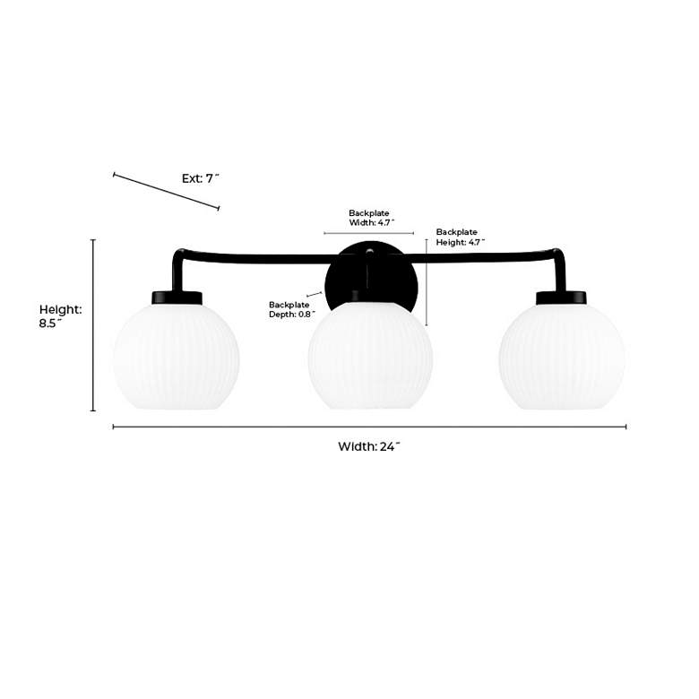 Image 7 Oprah 24" Wide Matte Black 3-Light Vanity Bath Light more views