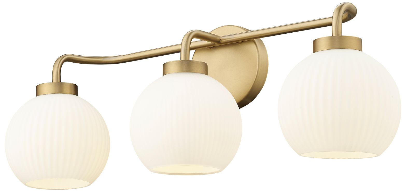 Image 4 Oprah 24" Wide Vintage Brass 3-Light Vanity Bath Light more views