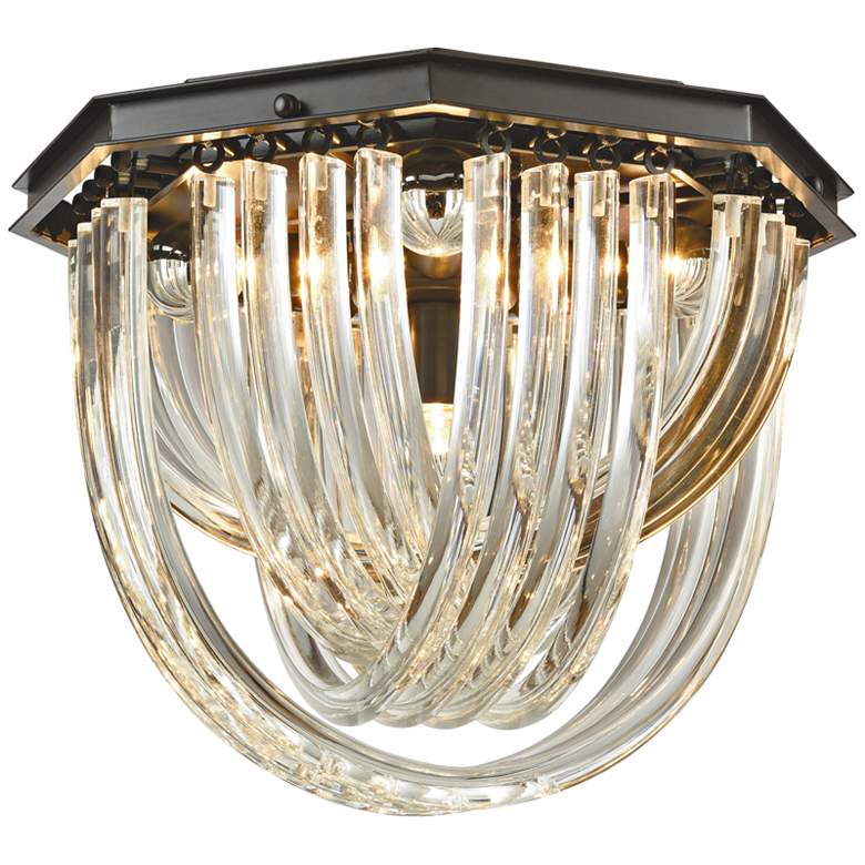 Image 1 Optalique 16 inch Wide Bronze and Crystal Ceiling Light