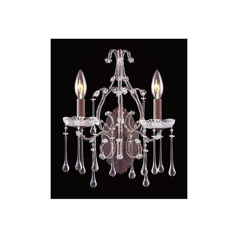 Image 1 Opulence Two Light Bronze Clear Crystal Wall Sconce