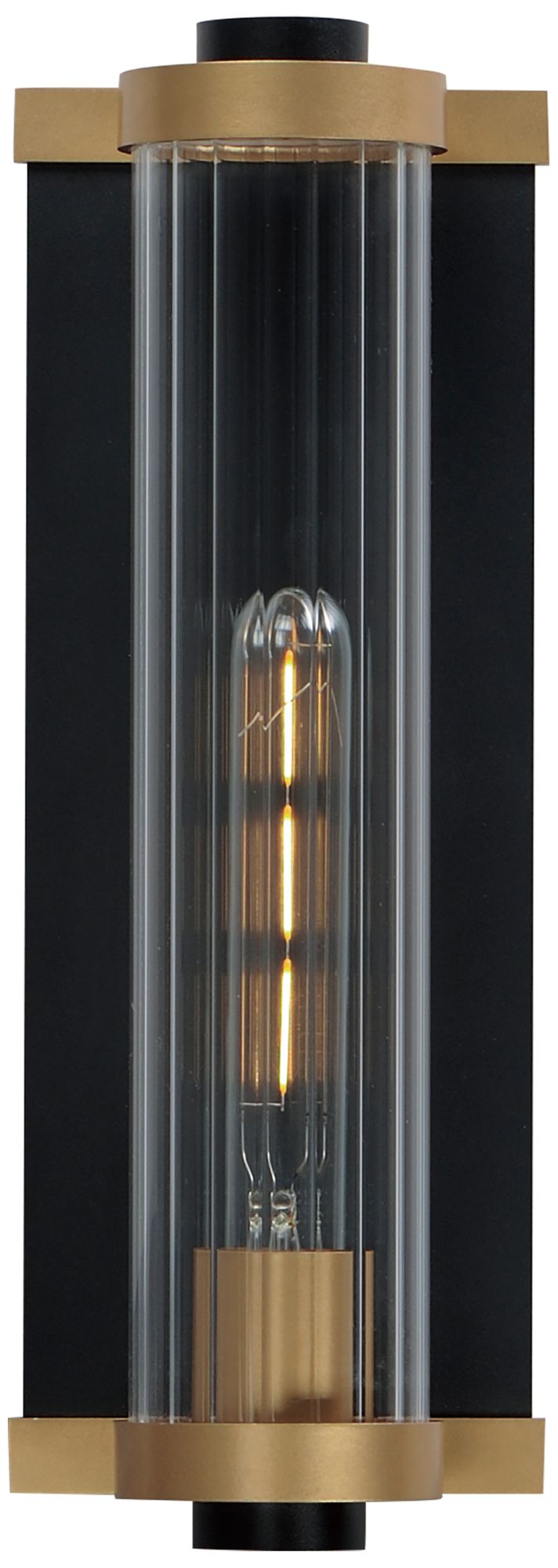 Opulent 1-Light 14" Outdoor Wall Sconce - Black/Antique Brass