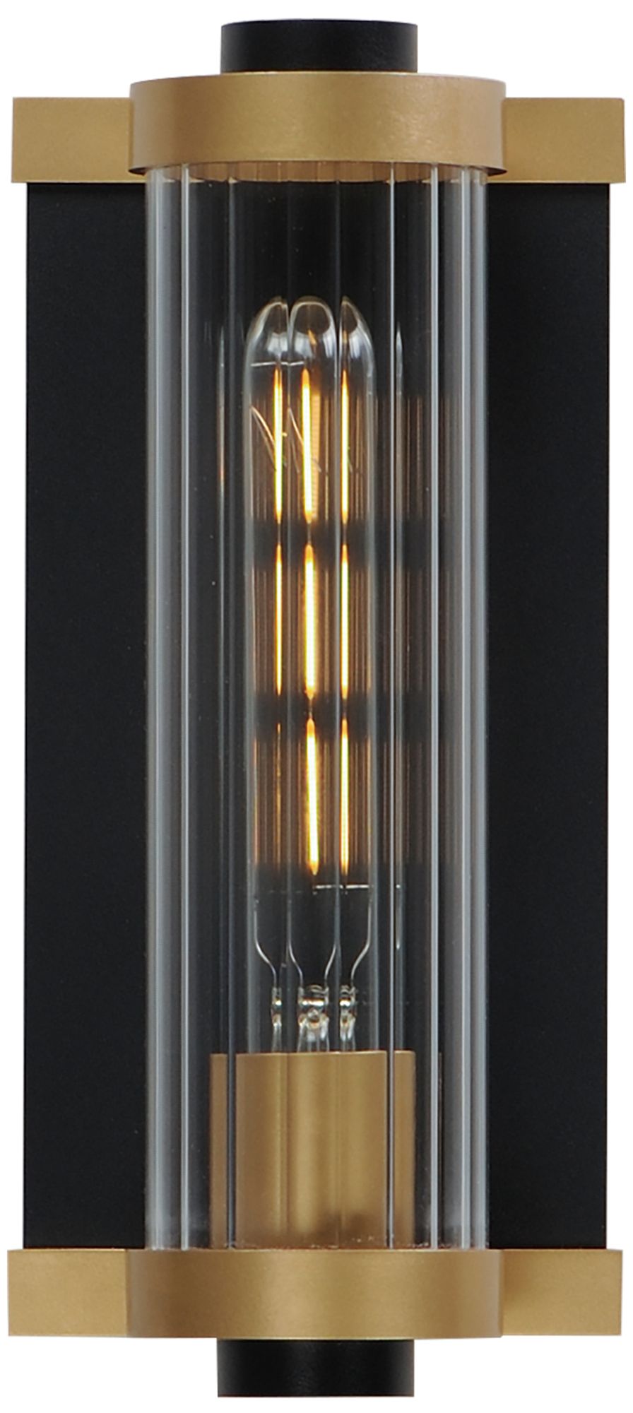 Opulent 11" 1-Light Outdoor Wall Sconce - Black/Antique Brass