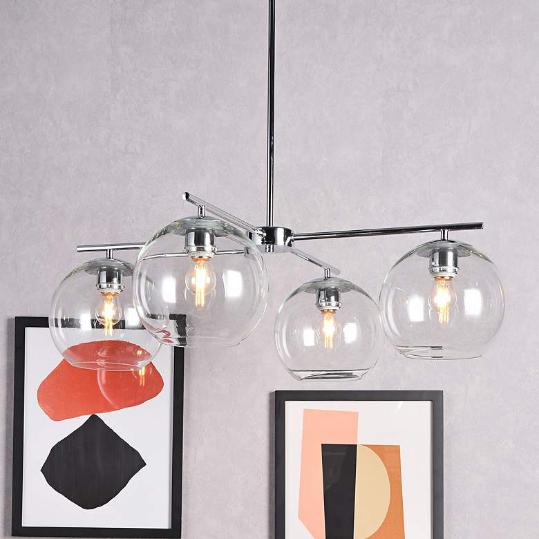 Image 1 Opus 30 3/4" Wide Chrome 4-Light Chandelier