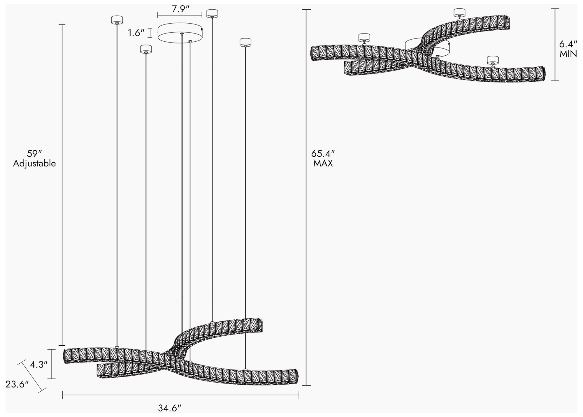 Image 2 Oputant 2-Light LED Crystal Island Chandelier more views