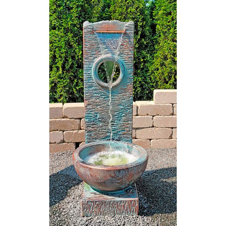 Image 1 Oracle 39" High Bronze Patina Outdoor LED Floor Fountain