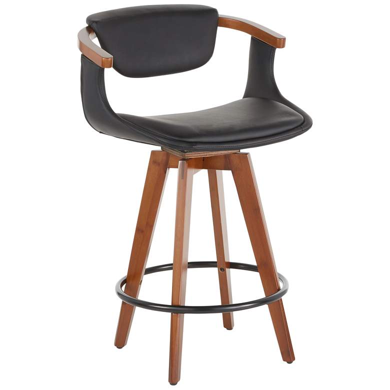 Image 1 Oracle Counter Stool in Bamboo and Black Faux Leather by LumiSource