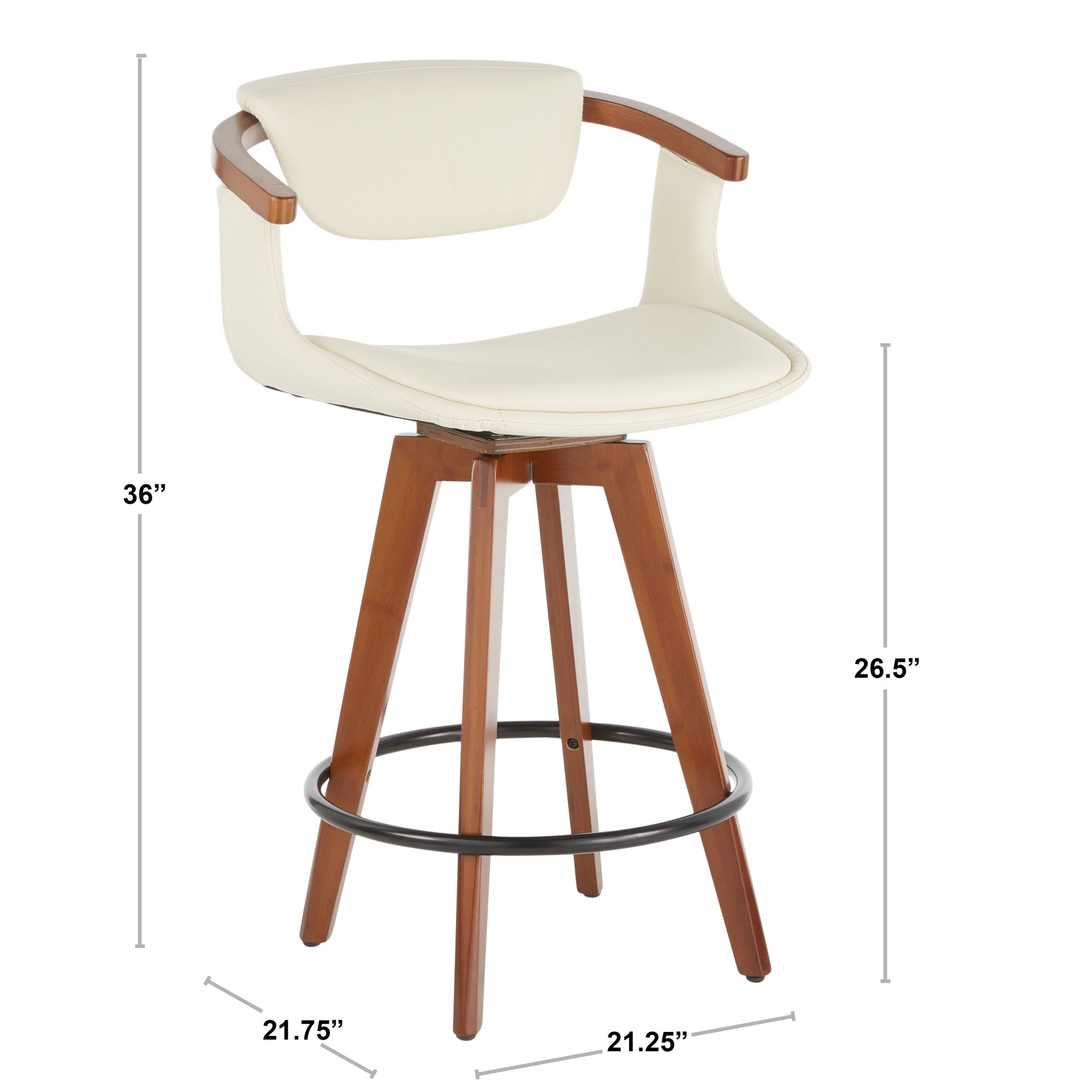 Oracle Counter Stool in Bamboo and Black Faux Leather by LumiSource