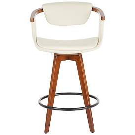 Image5 of Oracle Counter Stool in Bamboo and Cream Faux Leather by LumiSource more views