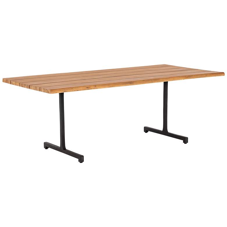 Image 1 Oran 84" Wide Natural Teak Wood Outdoor Dining Table