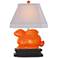 Orange 14 1/2"H Porcelain Bunny Accent Table Lamp