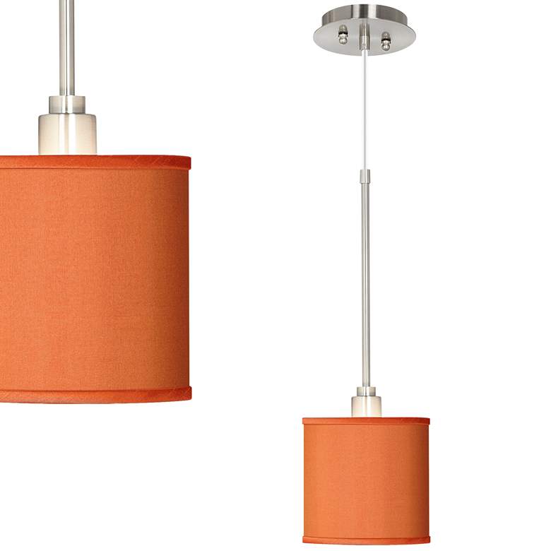 Image 1 Orange 7" wide Faux Silk Mini Pendant Light
