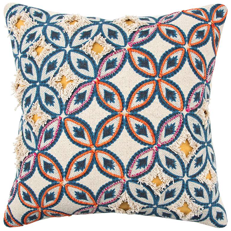 Image 1 Orange and Blue Abstract 20" Square Down Filled Pillow