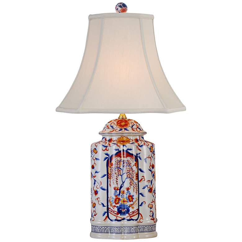 Image 1 Orange And Blue Floral Imari Vase Table Lamp