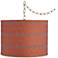 Orange and Taupe 15" Wide Antique Brass Plug-In Swag Chandelier